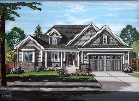 Cottage, European, Ranch, Traditional House Plan 80605 with 3 Beds, 2 Baths, 2 Car Garage Elevation