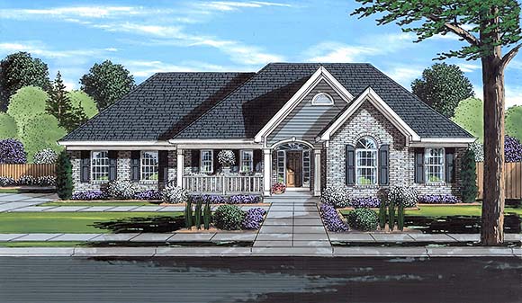 Country, Ranch, Traditional House Plan 80613 with 3 Beds, 2 Baths, 2 Car Garage Elevation