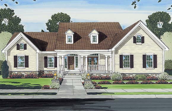 Country, Farmhouse, Ranch, Traditional House Plan 80626 with 3 Beds, 2 Baths, 3 Car Garage Elevation