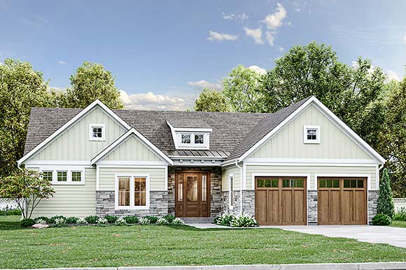 Country, Farmhouse, Ranch, Traditional House Plan 80629 with 3 Beds, 2 Baths, 2 Car Garage Elevation