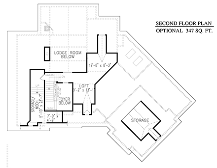 Cabin, Cottage, Craftsman House Plan 80702 with 3 Beds, 3 Baths, 2 Car Garage Second Level Plan