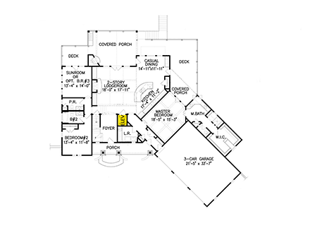 Cabin, Cottage, Craftsman House Plan 80703 with 4 Beds, 4 Baths, 3 Car Garage First Level Plan