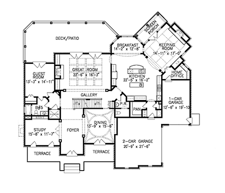 European, French Country, Traditional House Plan 80705 with 5 Beds, 6 Baths, 3 Car Garage First Level Plan
