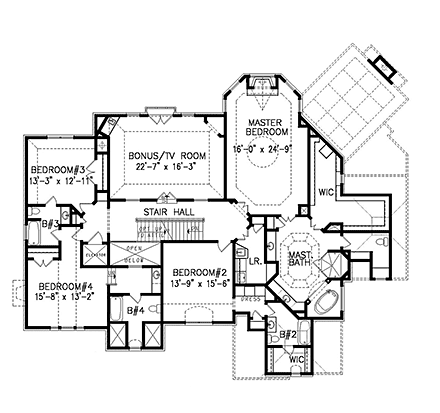 European, French Country, Traditional House Plan 80705 with 5 Beds, 6 Baths, 3 Car Garage Second Level Plan