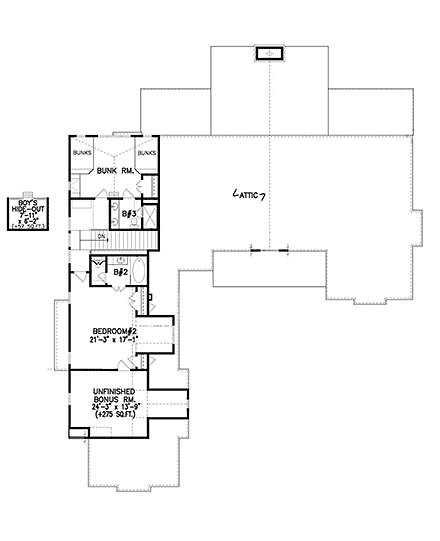 Cottage, Craftsman House Plan 80707 with 5 Beds, 6 Baths, 1 Car Garage Second Level Plan