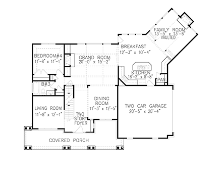 Country, Farmhouse, Southern, Traditional House Plan 80711 with 4 Beds, 3 Baths, 2 Car Garage First Level Plan