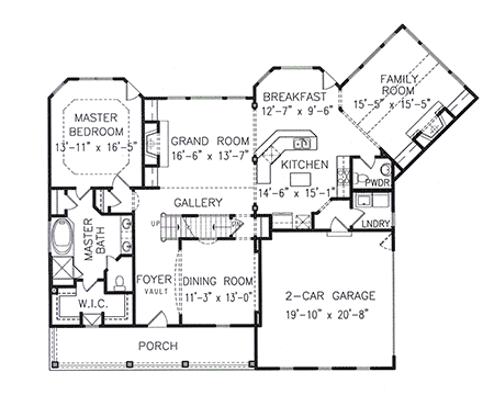 Country, Farmhouse, Southern House Plan 80713 with 3 Beds, 3 Baths, 2 Car Garage First Level Plan