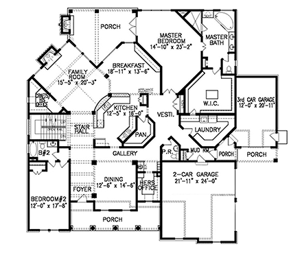 Cape Cod, Craftsman, Farmhouse House Plan 80714 with 4 Beds, 5 Baths, 3 Car Garage First Level Plan
