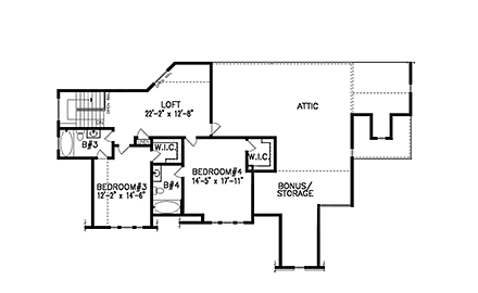 Cape Cod, Craftsman, Farmhouse House Plan 80714 with 4 Beds, 5 Baths, 3 Car Garage Second Level Plan