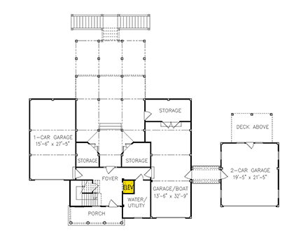 Coastal, Cottage House Plan 80719 with 4 Beds, 3 Baths, 3 Car Garage First Level Plan