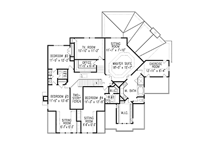 Country, Farmhouse, Southern House Plan 80721 with 5 Beds, 4 Baths, 3 Car Garage Second Level Plan
