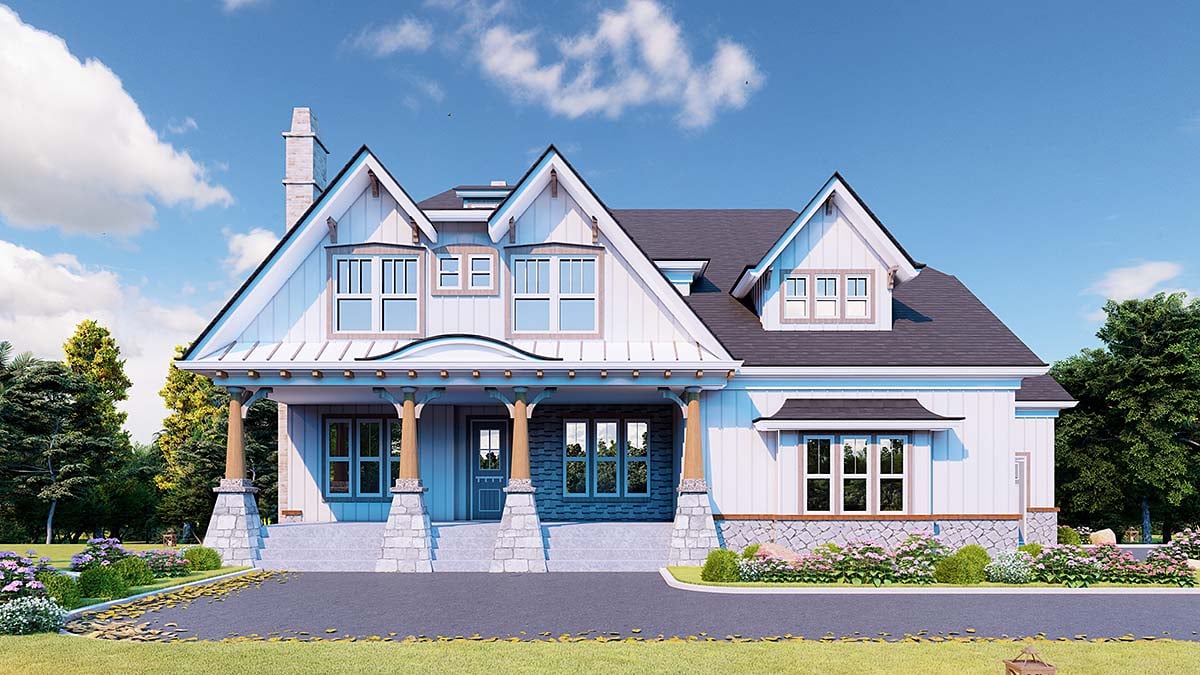 Country, Farmhouse, Southern House Plan 80721 with 5 Beds, 4 Baths, 3 Car Garage Elevation