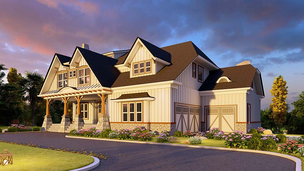 Country, Farmhouse, Southern Plan with 3905 Sq. Ft., 5 Bedrooms, 4 Bathrooms, 3 Car Garage Picture 5