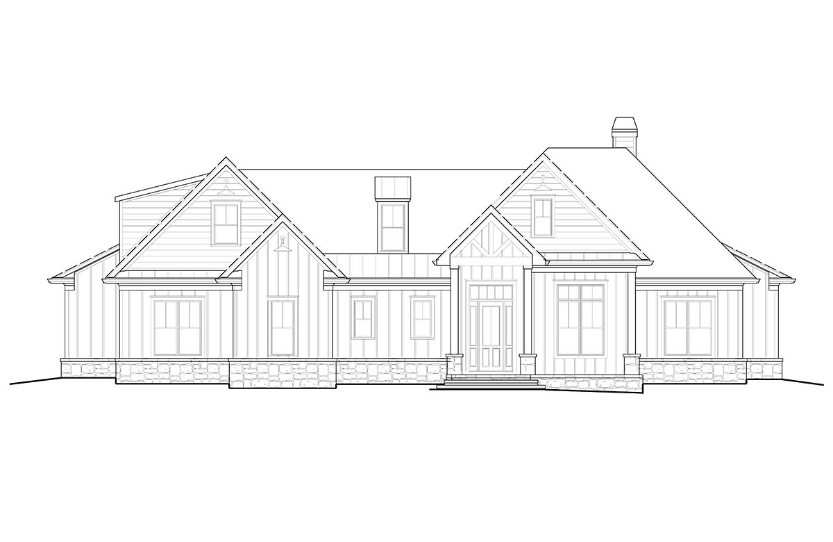 Farmhouse, Ranch, Southern Plan with 2389 Sq. Ft., 3 Bedrooms, 3 Bathrooms, 2 Car Garage Picture 6