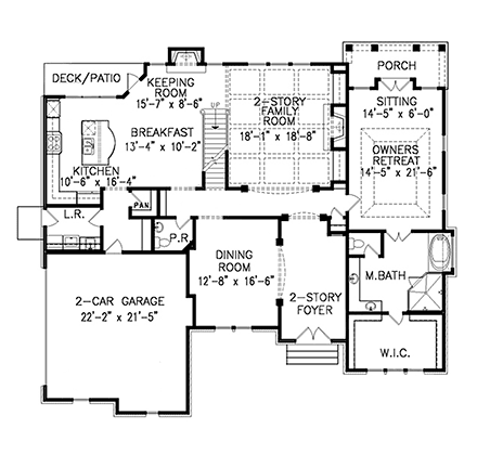 Traditional House Plan 80725 with 4 Beds, 4 Baths, 2 Car Garage First Level Plan