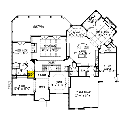European, Traditional House Plan 80728 with 5 Beds, 6 Baths, 3 Car Garage First Level Plan