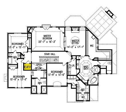 European, Traditional House Plan 80728 with 5 Beds, 6 Baths, 3 Car Garage Second Level Plan