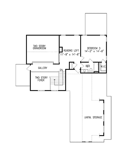 Country, Craftsman House Plan 80735 with 3 Beds, 3 Baths, 2 Car Garage Second Level Plan