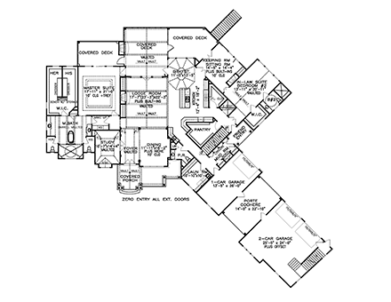 Craftsman House Plan 80744 with 3 Beds, 4 Baths, 3 Car Garage First Level Plan