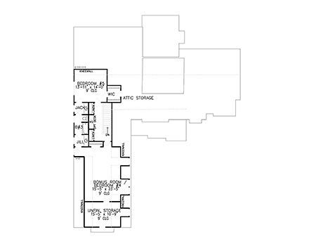 Craftsman House Plan 80746 with 5 Beds, 4 Baths, 3 Car Garage Second Level Plan
