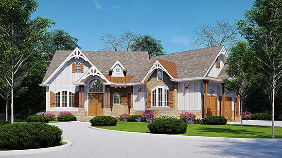 Bungalow, Craftsman, New American, Ranch House Plan 80747 with 3 Beds, 2 Baths, 2 Car Garage Elevation