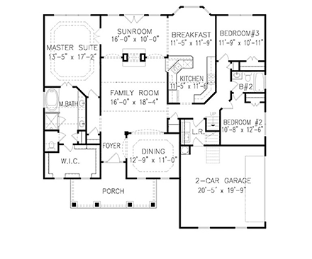 Cottage, Ranch, Traditional House Plan 80749 with 3 Beds, 2 Baths, 2 Car Garage First Level Plan