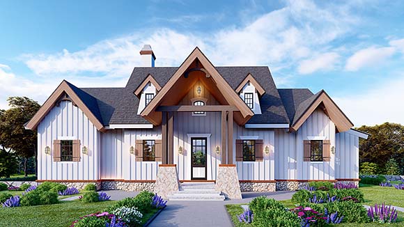 Ranch House Plan 80751 with 3 Beds, 3 Baths Elevation