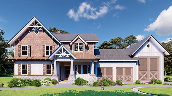 Country, Craftsman, Farmhouse House Plan 80756 with 3 Beds, 4 Baths, 2 Car Garage Elevation