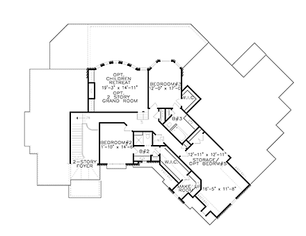 French Country, Traditional House Plan 80760, 3 Car Garage Second Level Plan