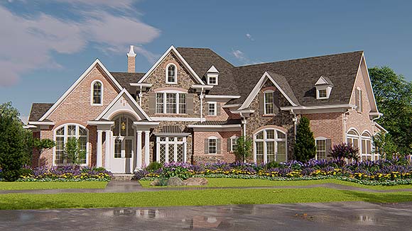 French Country, Traditional House Plan 80760, 3 Car Garage Elevation