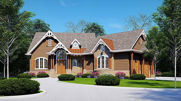 Craftsman, Ranch, Traditional House Plan 80762 with 3 Beds, 2 Baths, 2 Car Garage Elevation