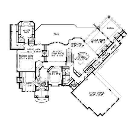 French Country, Traditional House Plan 80764 with 4 Beds, 6 Baths, 3 Car Garage First Level Plan