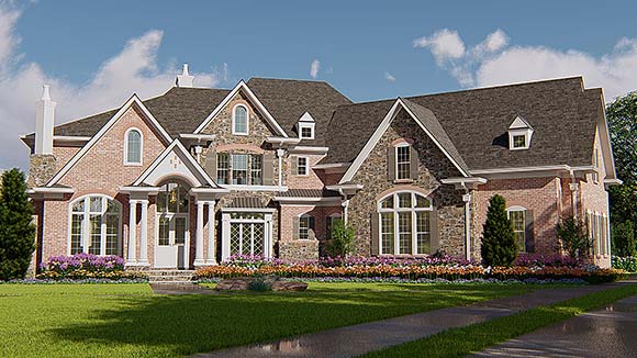 French Country, Traditional House Plan 80764 with 4 Beds, 6 Baths, 3 Car Garage Elevation