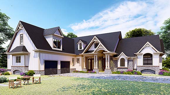 Country, Farmhouse, Southern House Plan 80765 with 3 Beds, 4 Baths, 2 Car Garage Elevation