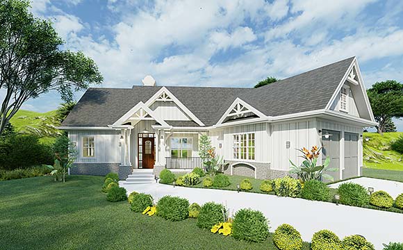Country, Farmhouse, Ranch, Traditional House Plan 80768 with 3 Beds, 2 Baths, 2 Car Garage Elevation