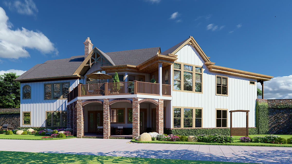 Country, Craftsman, Farmhouse, Ranch, Traditional Plan with 2707 Sq. Ft., 3 Bedrooms, 3 Bathrooms, 2 Car Garage Rear Elevation