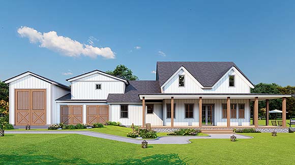 Country, Farmhouse, Southern, Traditional House Plan 80771 with 3 Beds, 3 Baths, 2 Car Garage Elevation