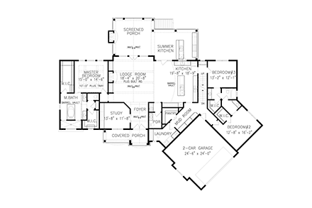 Craftsman, Farmhouse, Tuscan House Plan 80772 with 3 Beds, 3 Baths, 2 Car Garage First Level Plan