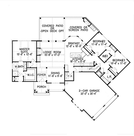 Cottage, Craftsman House Plan 80779 with 3 Beds, 3 Baths, 2 Car Garage First Level Plan