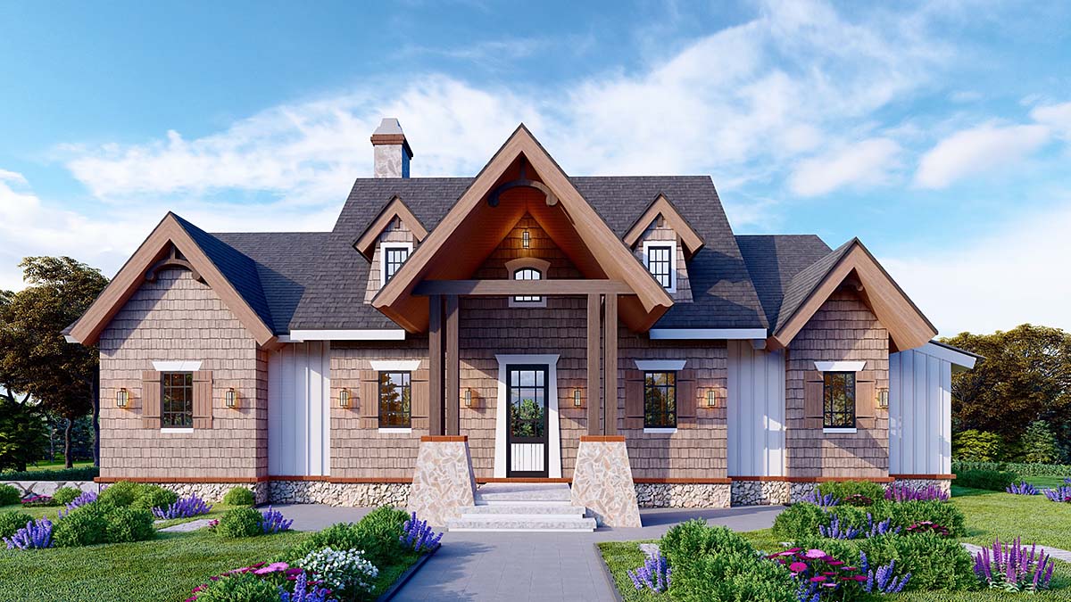 Cottage, Country, Craftsman, Ranch Plan with 1792 Sq. Ft., 3 Bedrooms, 3 Bathrooms Elevation