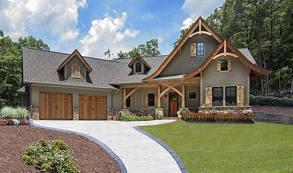 Craftsman, Ranch, Tuscan House Plan 80797 with 3 Beds, 3 Baths, 2 Car Garage Elevation