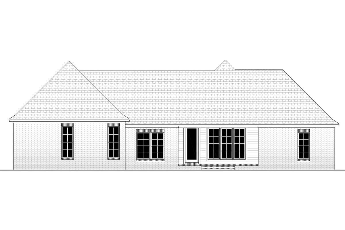 Country, Farmhouse, Traditional House Plan 80800 with 4 Beds, 2 Baths, 2 Car Garage Rear Elevation