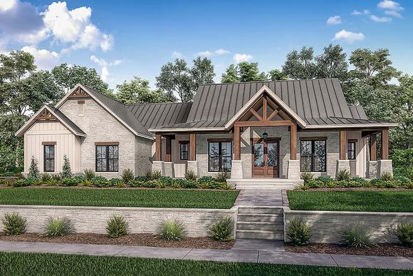 Country, Craftsman, Farmhouse, Ranch House Plan 80801 with 3 Beds, 3 Baths, 3 Car Garage Elevation