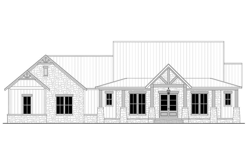 Country, Craftsman, Farmhouse, Ranch Plan with 2454 Sq. Ft., 3 Bedrooms, 3 Bathrooms, 3 Car Garage Picture 4