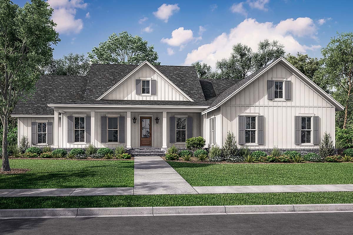 Country, Craftsman, Farmhouse, Traditional House Plan 80804 with 4 Beds, 3 Baths, 2 Car Garage Elevation