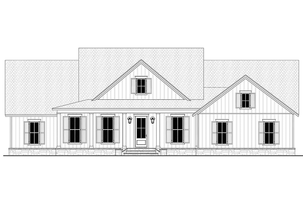 Country, Craftsman, Farmhouse, Traditional Plan with 2607 Sq. Ft., 4 Bedrooms, 3 Bathrooms, 2 Car Garage Picture 4