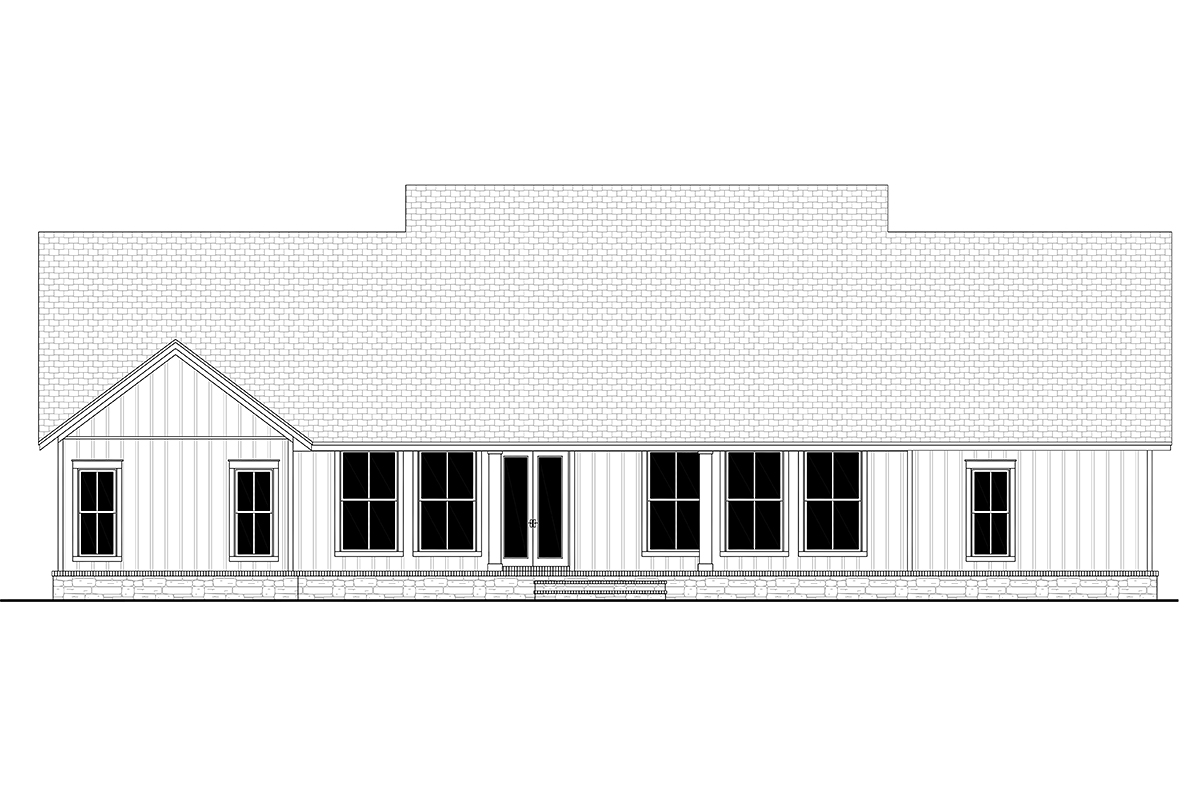 Country, Craftsman, Farmhouse, Traditional House Plan 80804 with 4 Beds, 3 Baths, 2 Car Garage Rear Elevation