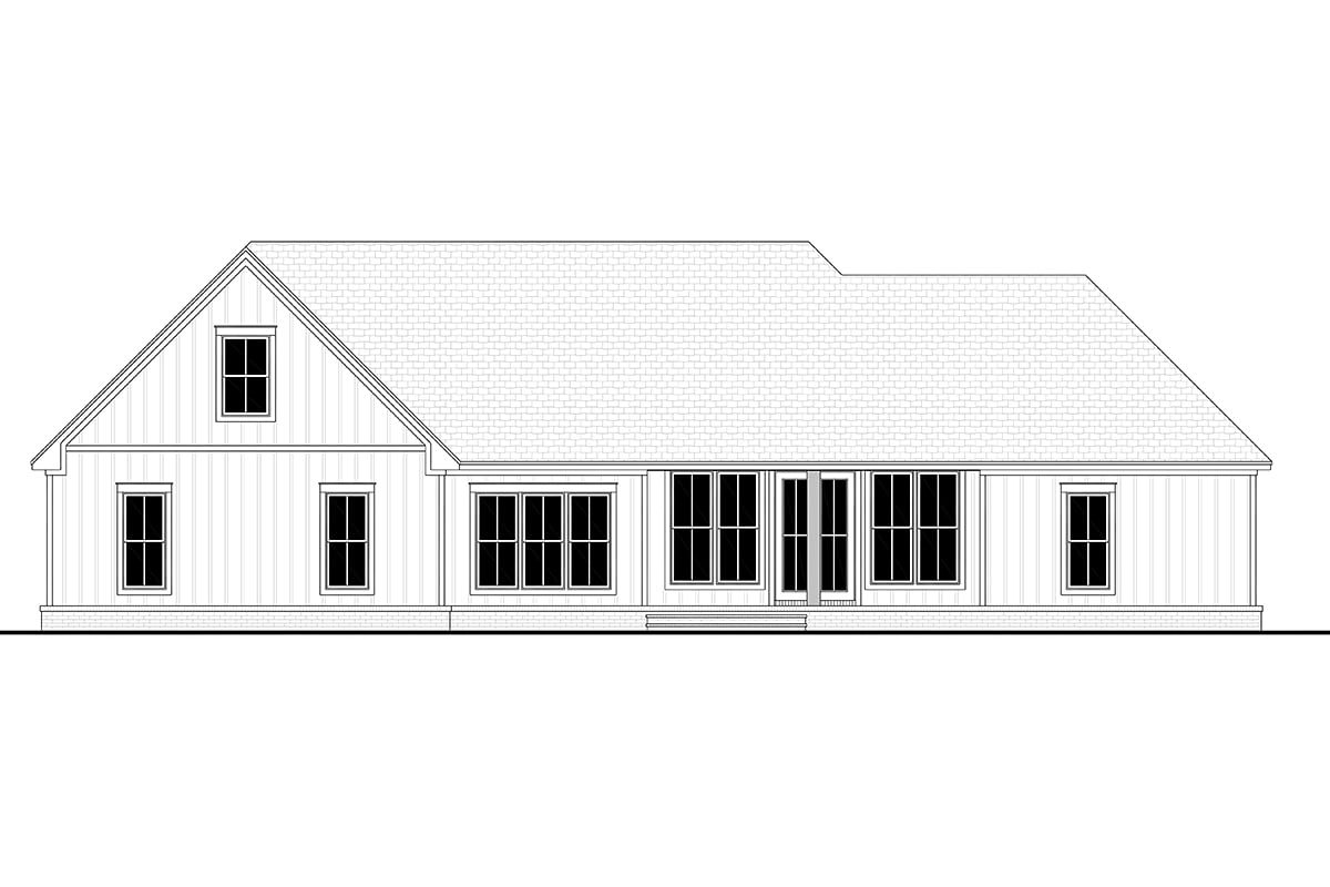 Country, Farmhouse, Southern, Traditional Plan with 2249 Sq. Ft., 3 Bedrooms, 3 Bathrooms, 2 Car Garage Rear Elevation
