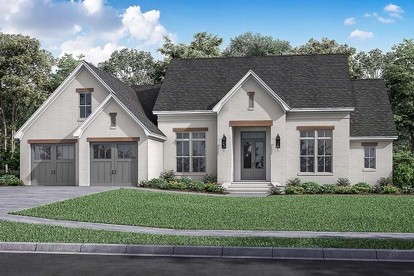 Farmhouse, French Country House Plan 80807 with 3 Beds, 2 Baths, 2 Car Garage Elevation