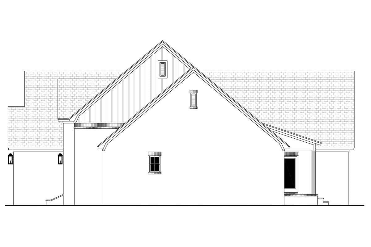 Farmhouse, French Country Plan with 2199 Sq. Ft., 3 Bedrooms, 2 Bathrooms, 2 Car Garage Picture 2